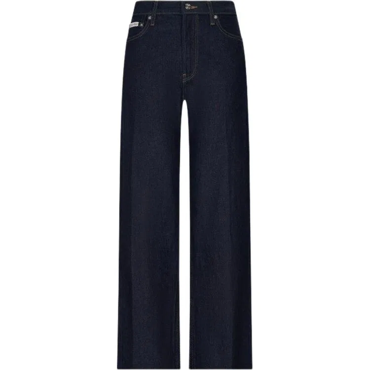 Женские джинсы с широкой штаниной Calvin Klein, Denim Dark Blue — фото 3
