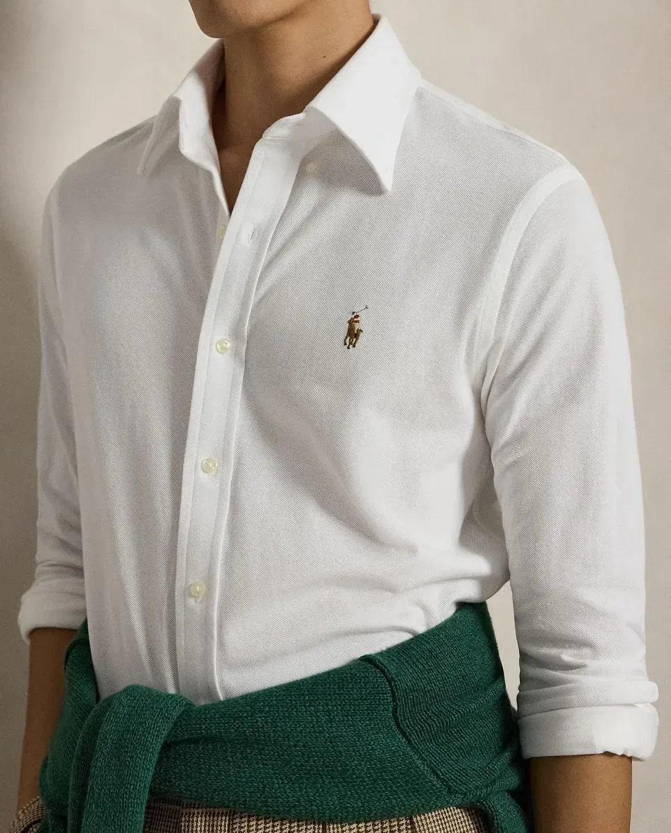 Мужская рубашка оксфорд Regular Fit Polo Ralph Lauren, Blanco — фото 3