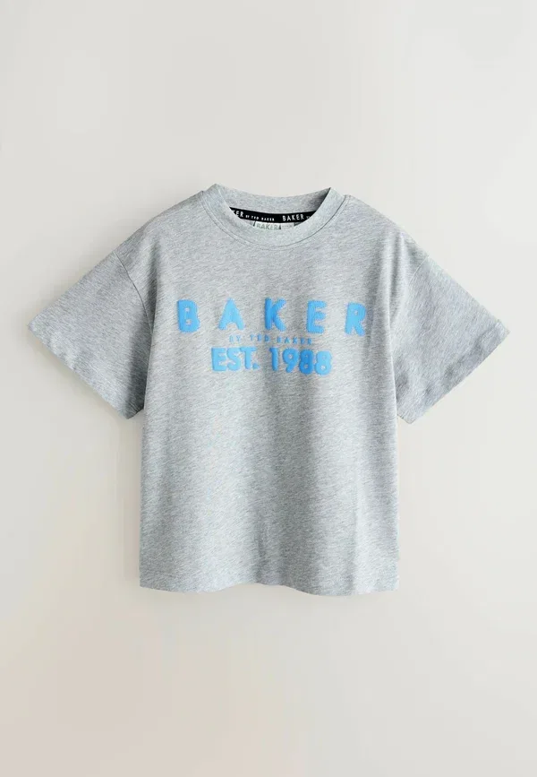 Стандартный крой - графический принт, комплект из 5 футболок с принтом Baker By Ted Baker, белый/синий/серый — фото 3