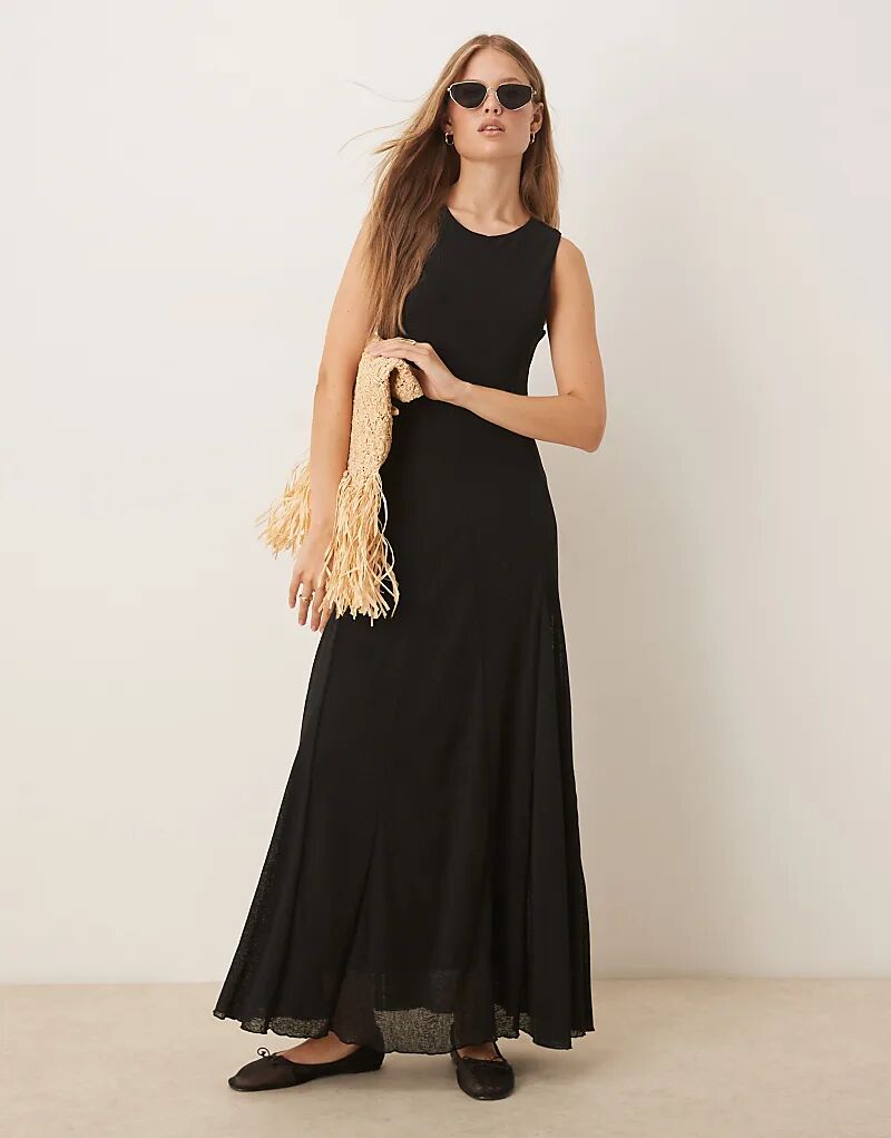 

Платье макси со вставками-годе ASOS DESIGN черного цвета