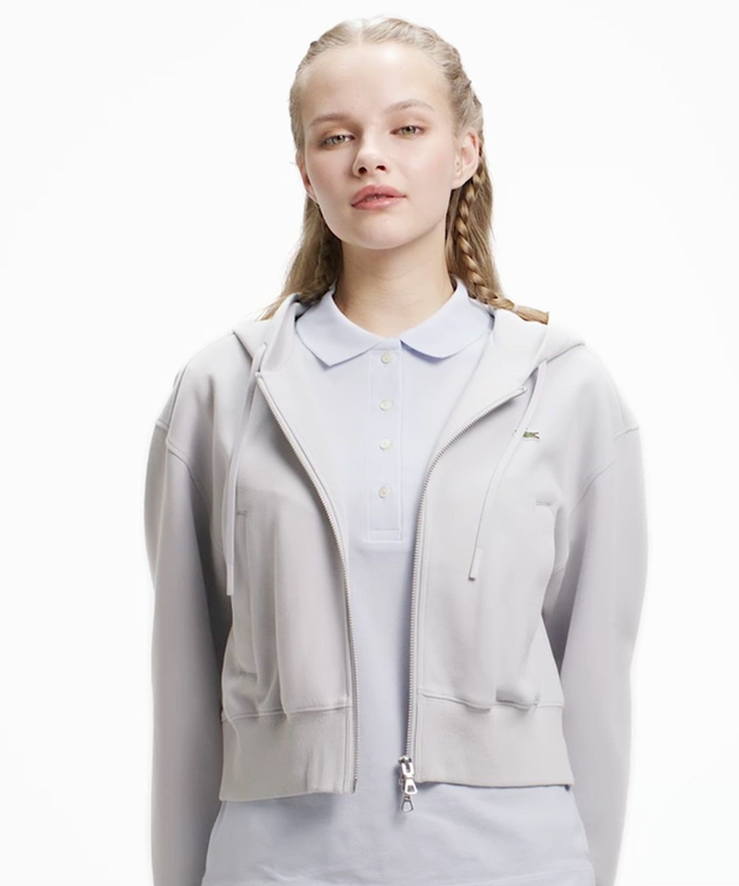 Толстовка LACOSTE Double Face, двусторонняя, светло-серая — фото 3