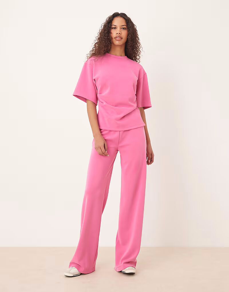 

Широкие брюки-комбинезон из купро ASOS DESIGN розового цвета