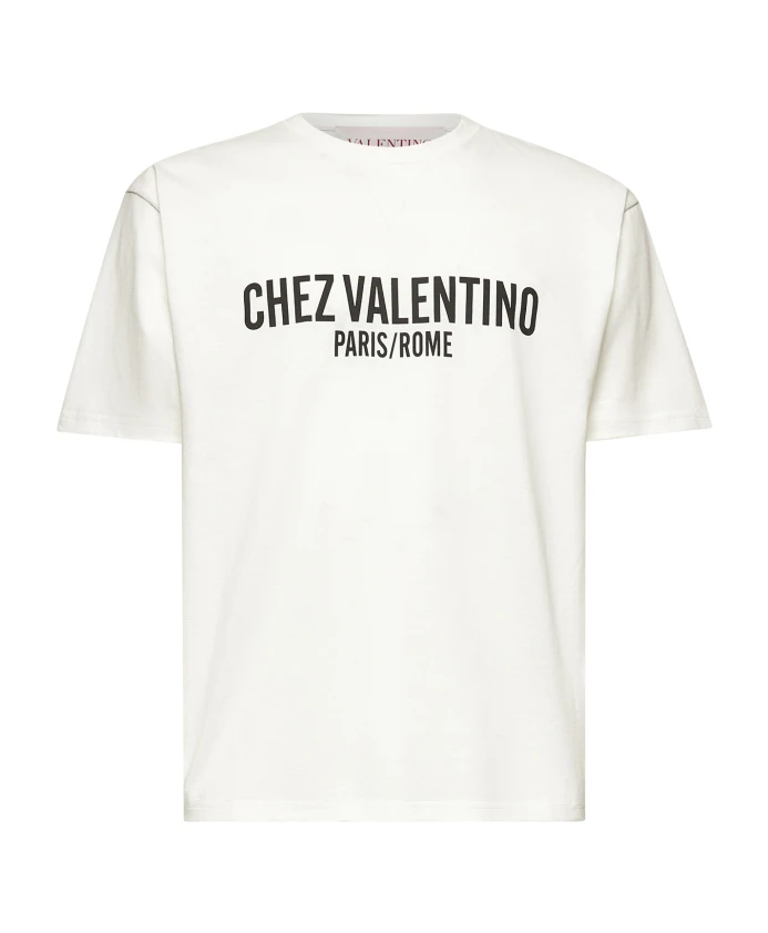 

Футболка цвета слоновой кости с принтом Chez Valentino. Valentino, белый
