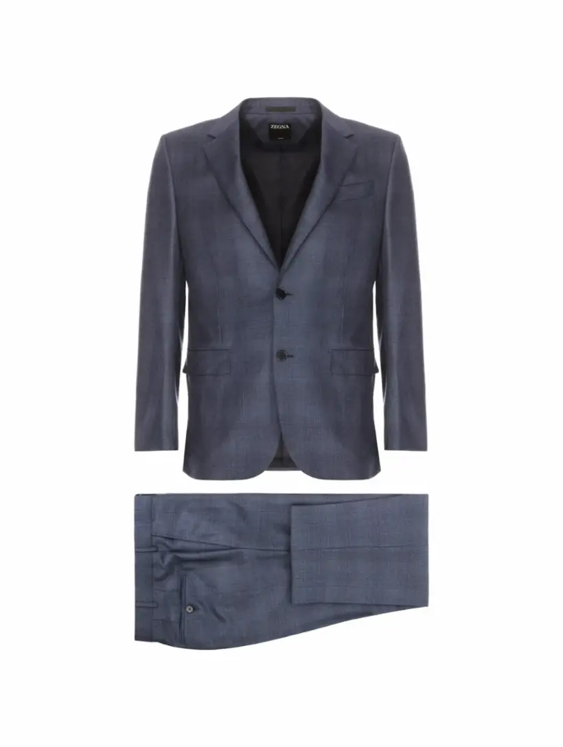 

Шерстяной костюм с микроузором Zegna, тёмно-синий