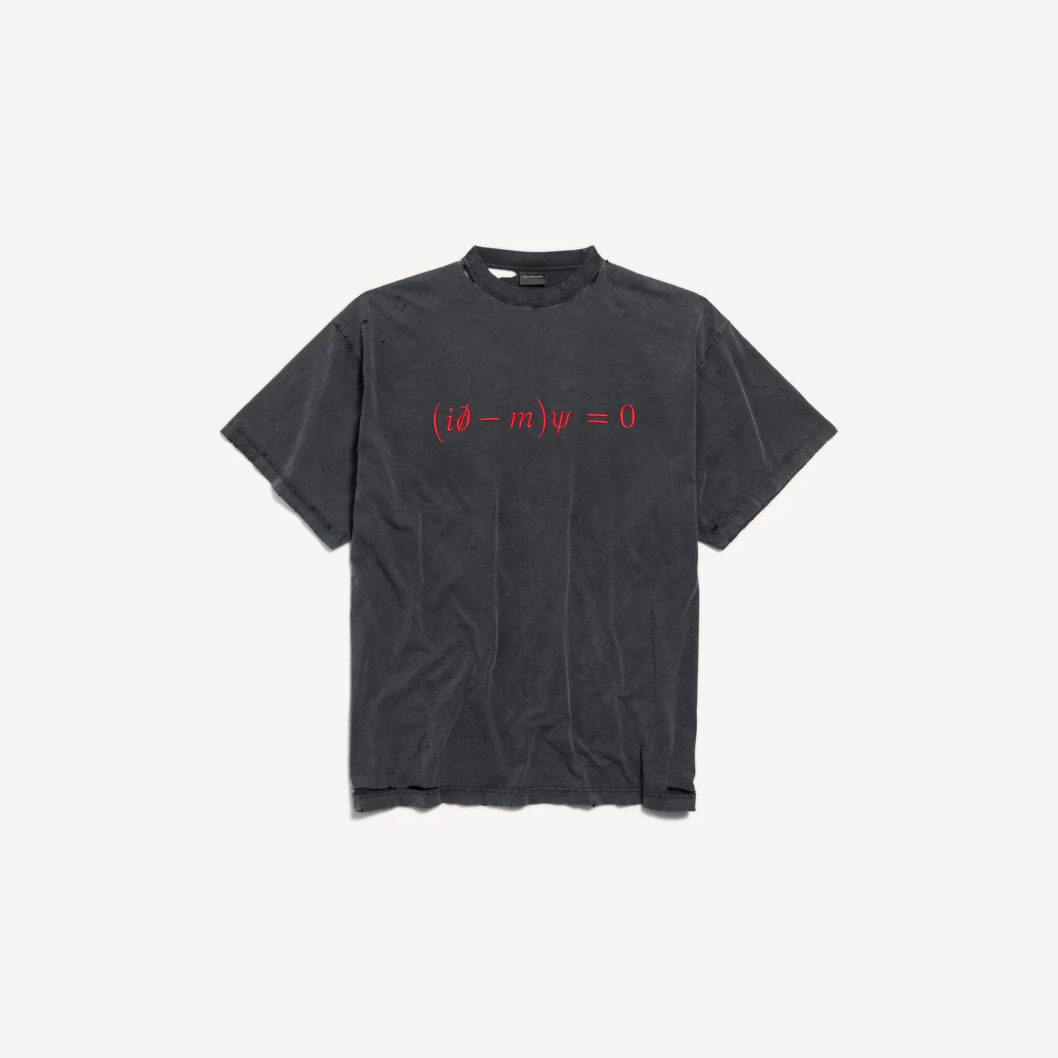 BALENCIAGA Мужская футболка оверсайз Dirac Equation в черно-красном потертом цвете