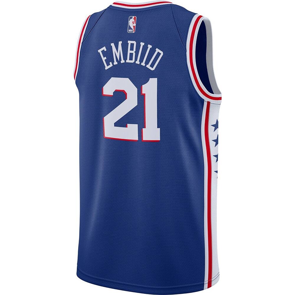 Мужская майка Nike Joel Embiid Royal Philadelphia 76ers Swingman — Icon Edition, синий — фото 3