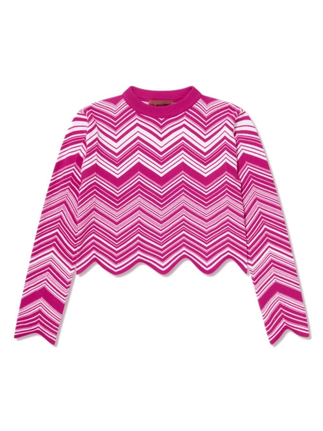 Missoni Kids укороченный джемпер с узором зигзаг, розовый