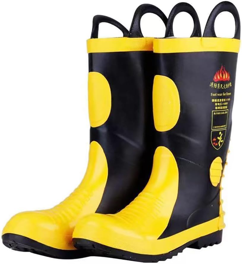 

Противопожарные защитные ботинки для пожарных из резины с усиленным стальным носком, проколостойкие, водонепроницаемые и термостойкие ботинки Lmprock, черный/желтый