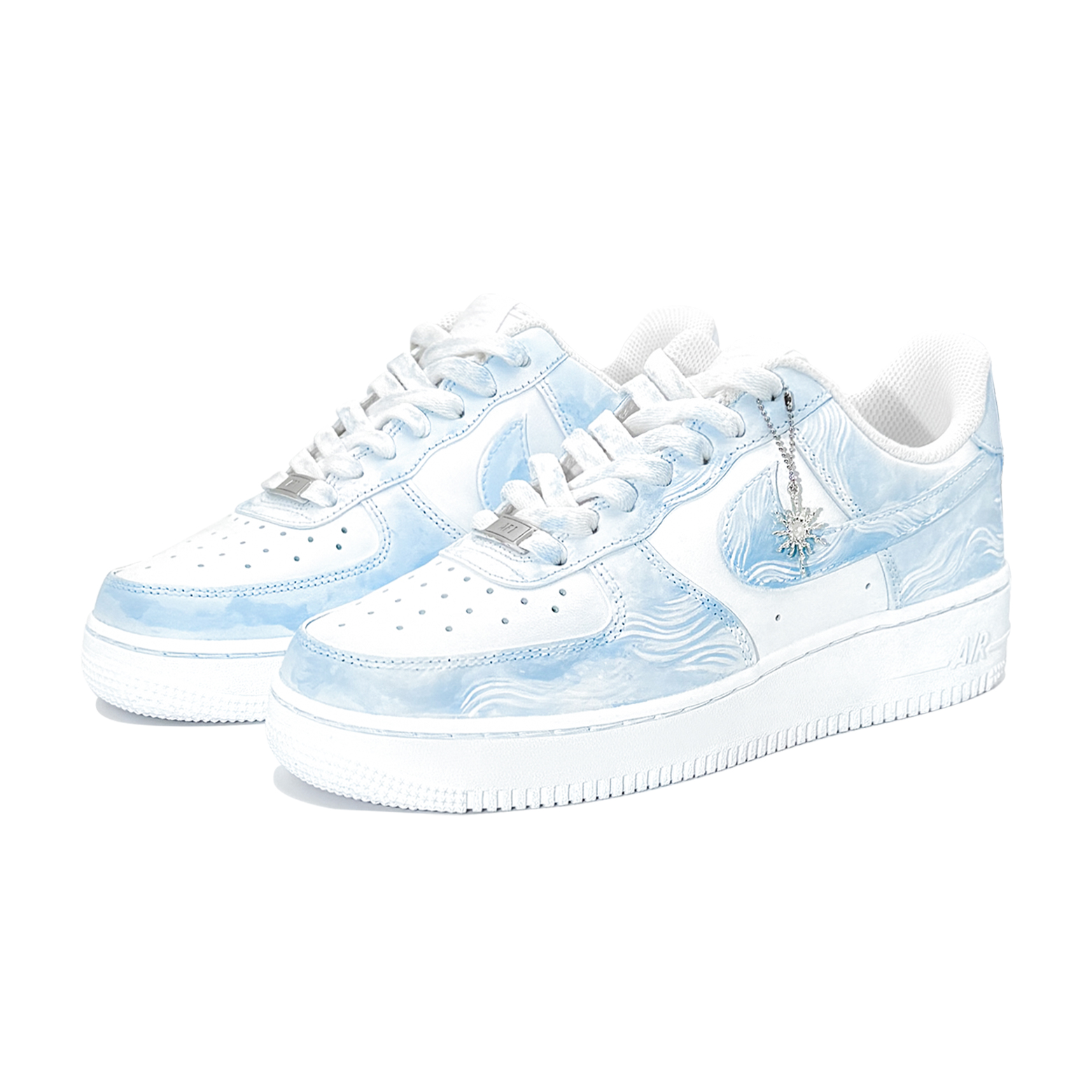 Air Force 1 Blue Sea, First Culture устойчивые к истиранию нескользящие низкие скейтборд кроссовки мужские blue white Nike, синий белый — фото 3