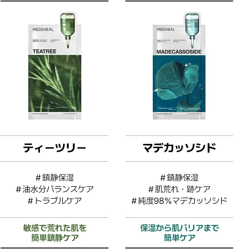 Набор масок для лица Mediheal Essential Mask Set of 20 (Madecassoside 10 шт. + Tea Tree 10 шт.) — фото 4