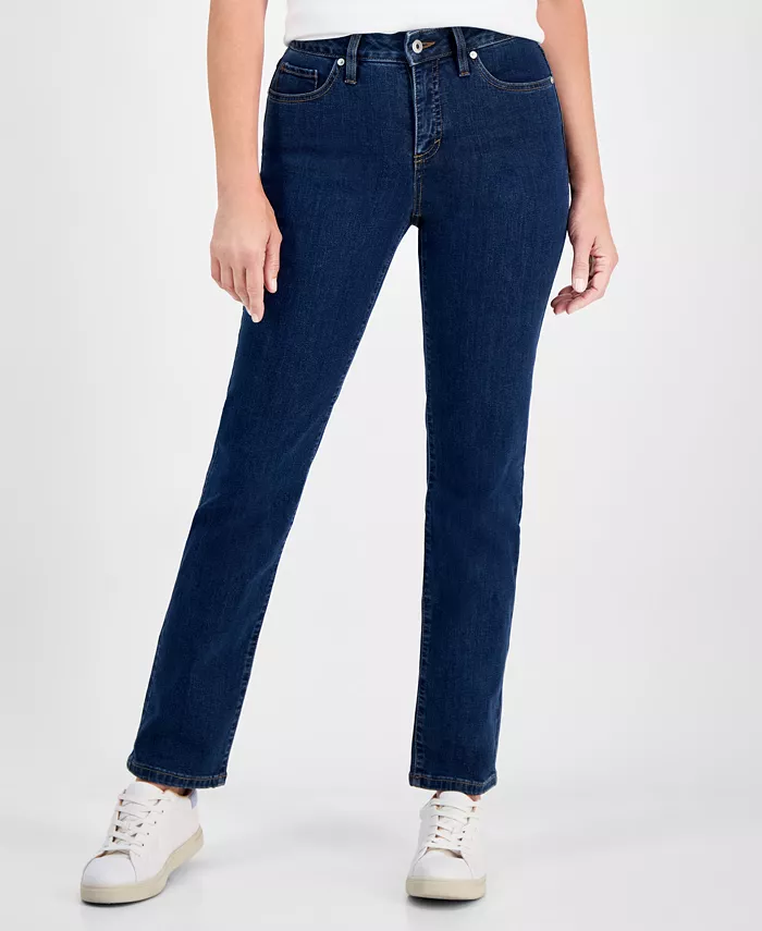 

Джинсы прямого кроя с заниженной посадкой Petite Style & Co, синий