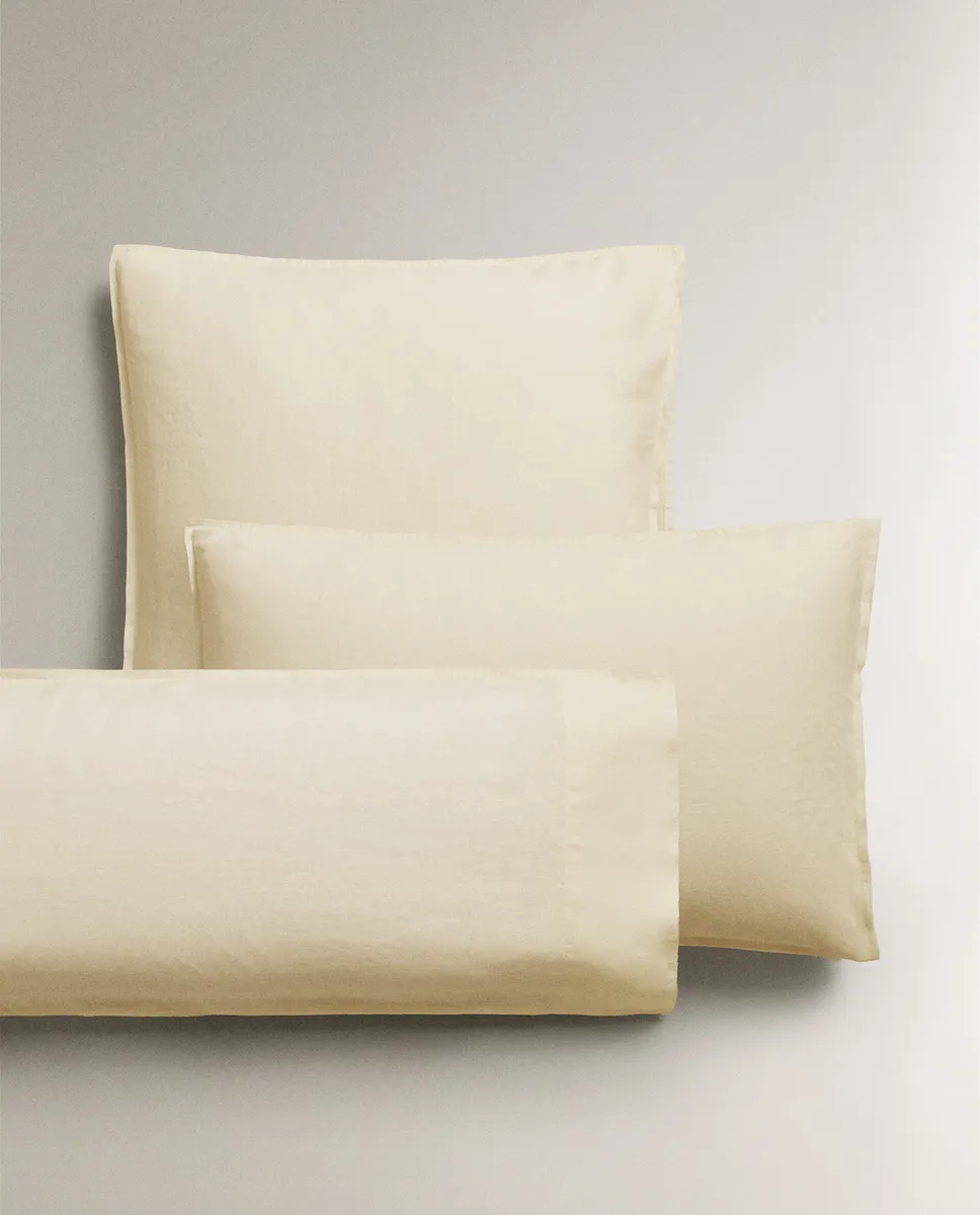 

Наволочка из стираного льна (140 гxм²) Zara Home, экрю