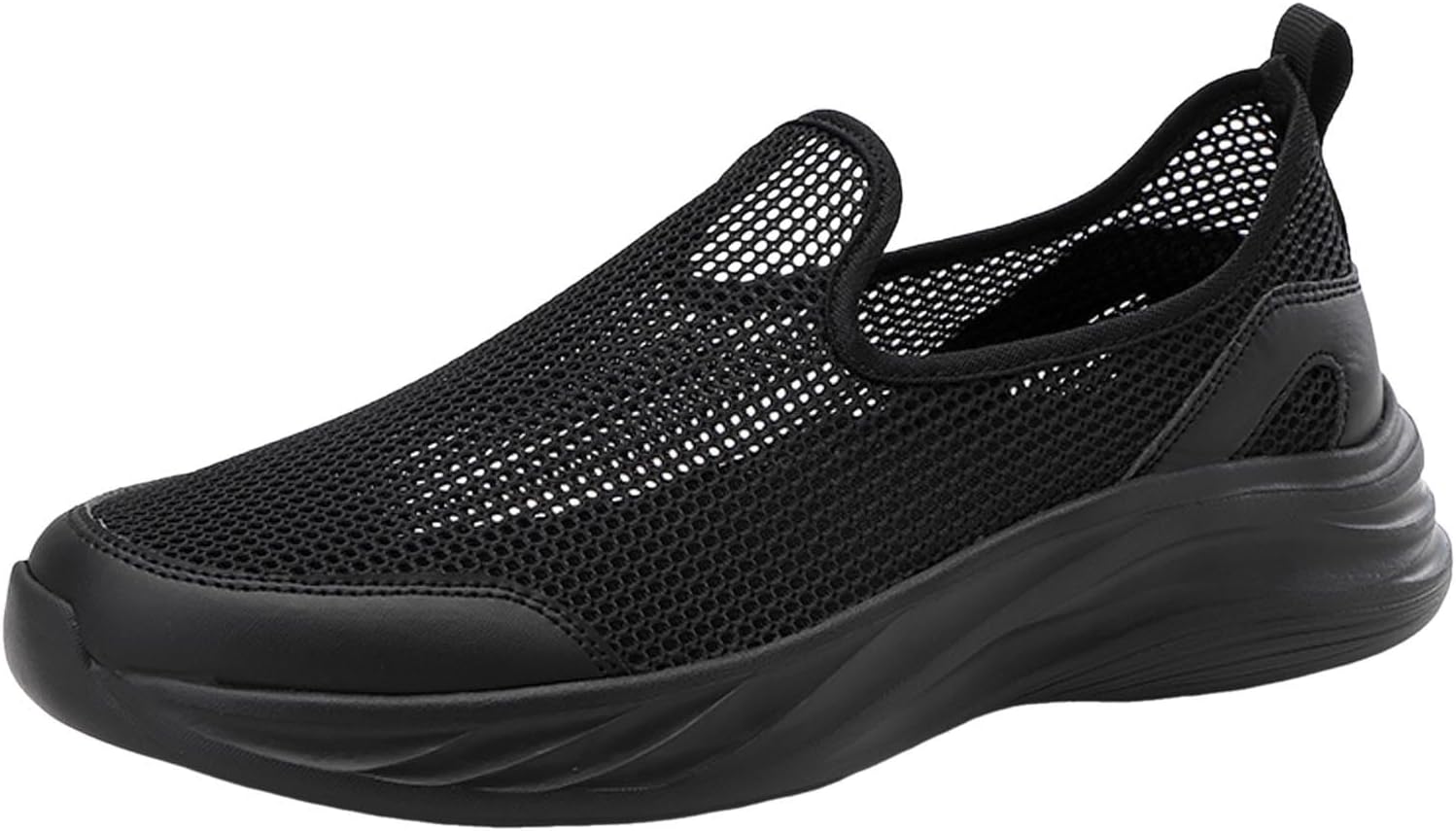 

Мужские слипоны IWIHMIV, повседневные спортивные кроссовки для мужчин, для ходьбы, дышащие, с сеткой, легкие, с мягкой подошвой, черный