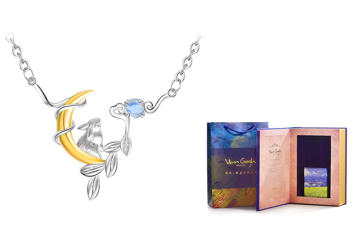 

VAN GOGH Серебряное ожерелье с лунным кроликом S925 для женщин