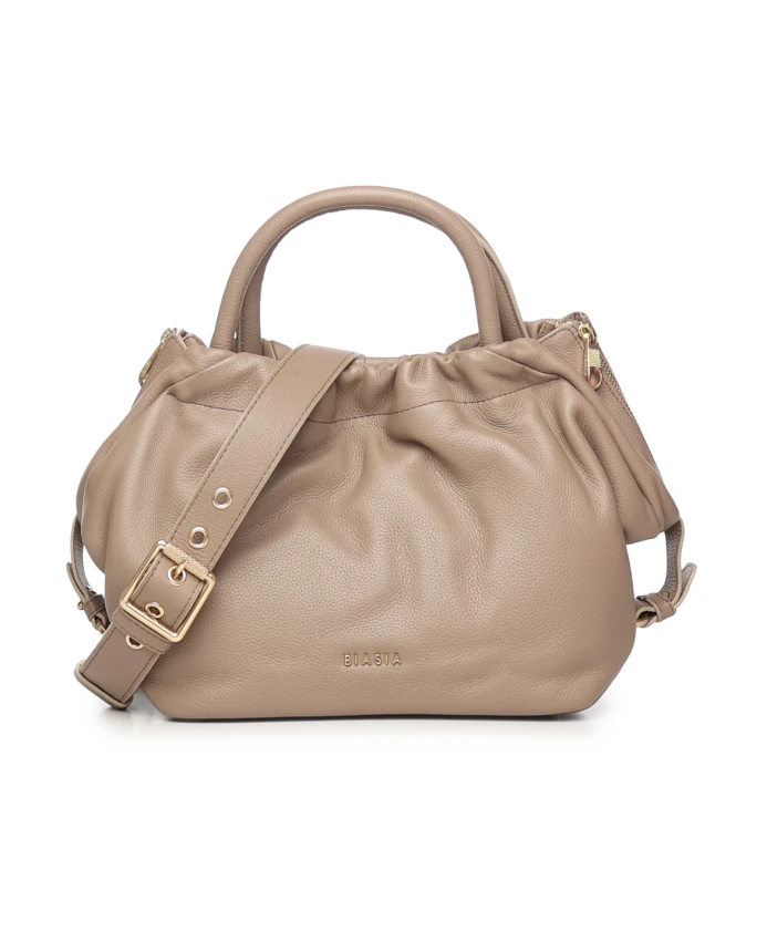 

Бежевая кожаная женская сумка Biasia, бежевый