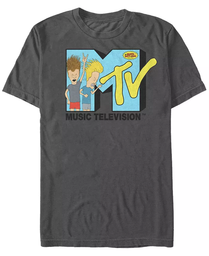 

Футболка с коротким рукавом MTV для мужчин с логотипом Beavis and Butthead Head Bangers Fifth Sun, серый