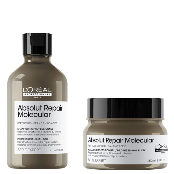 

Набор шампуня absolut repair molecular shampoo 300 мл и смываемой маски 250 мл для поврежденных волос L'Oréal Professionnel