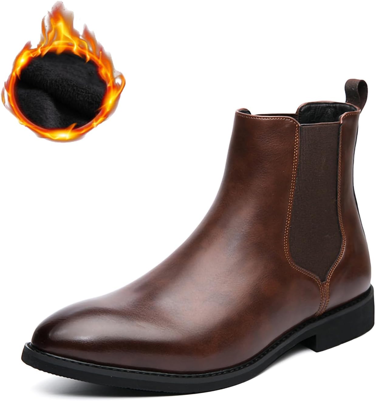 

Мужские ботинки Челси Повседневные Удобные Средние Слипоны Полированные Ботинки из искусственной кожи Generic, коричневый