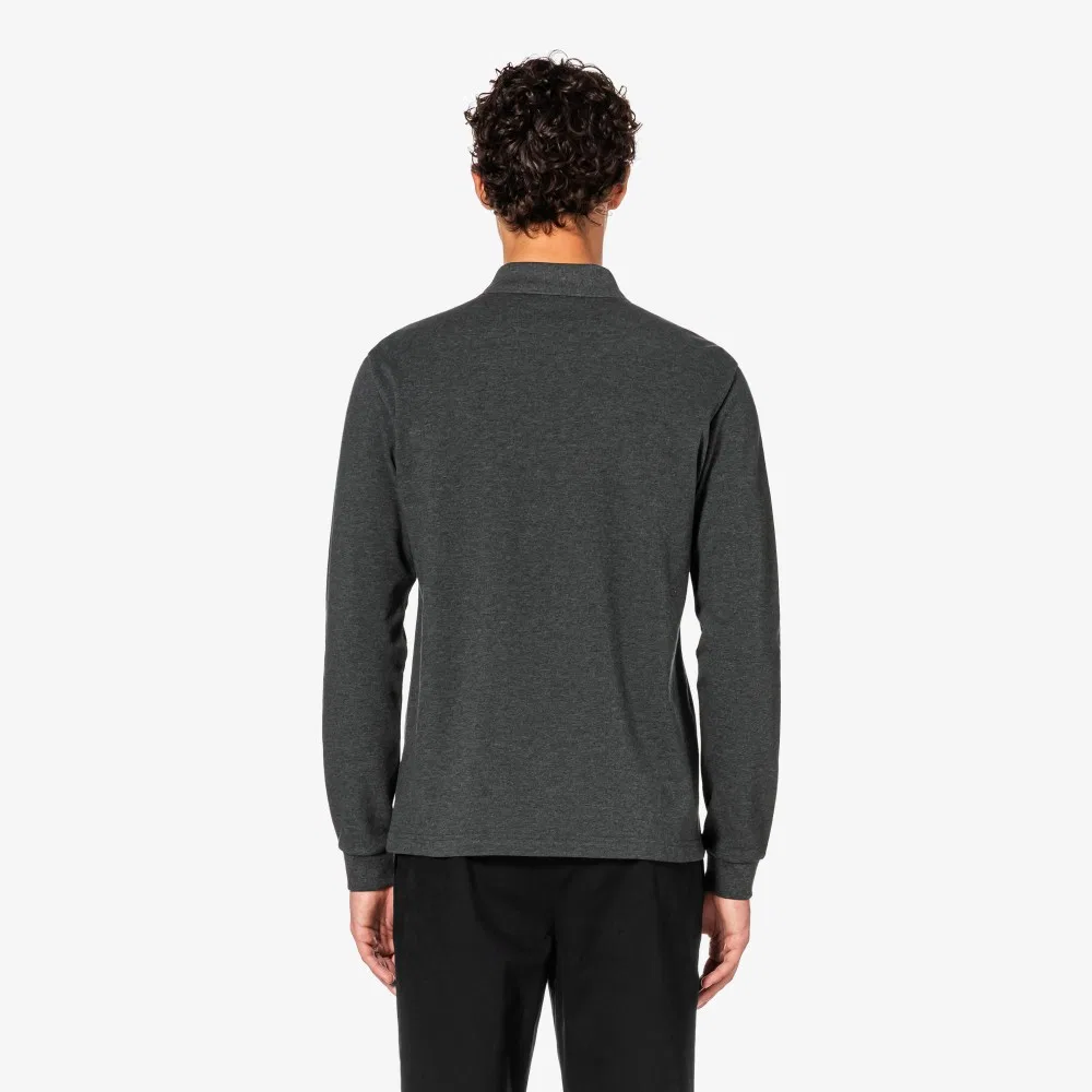 Футболка-поло Lacoste French Regular Fit Basic мужская с длинным рукавом, серый — фото 3
