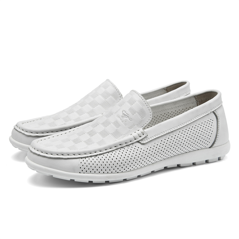 SEPTWOLVES Мокасины мужские черно-белые белые, цвет White (Standard Leather Shoe Size) — фото 3