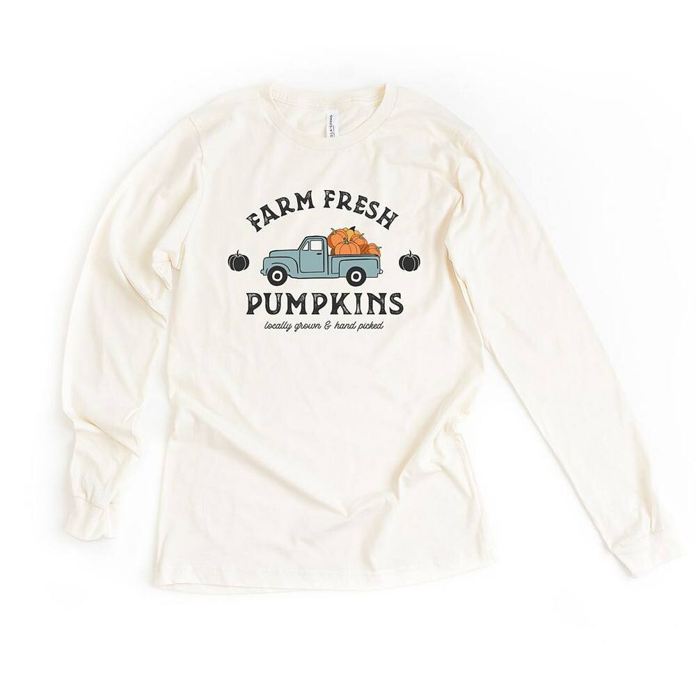 

Футболка с длинными рукавами и рисунком Farm Fresh Pumpkins Truck Simply Sage Market, цвет Cream