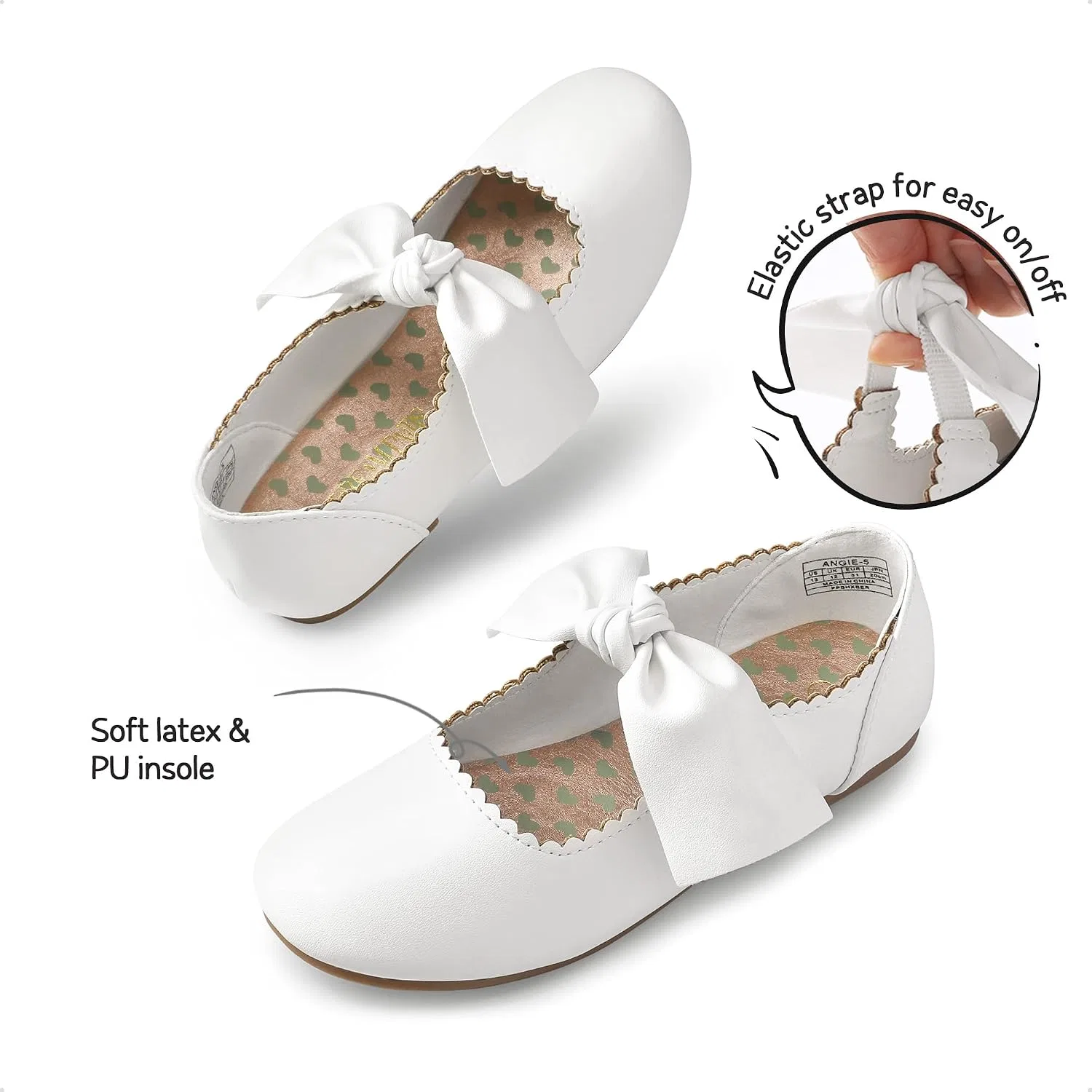 Детские балетки для девочек с бантом Mary Jane DREAM PAIRS, White — фото 3