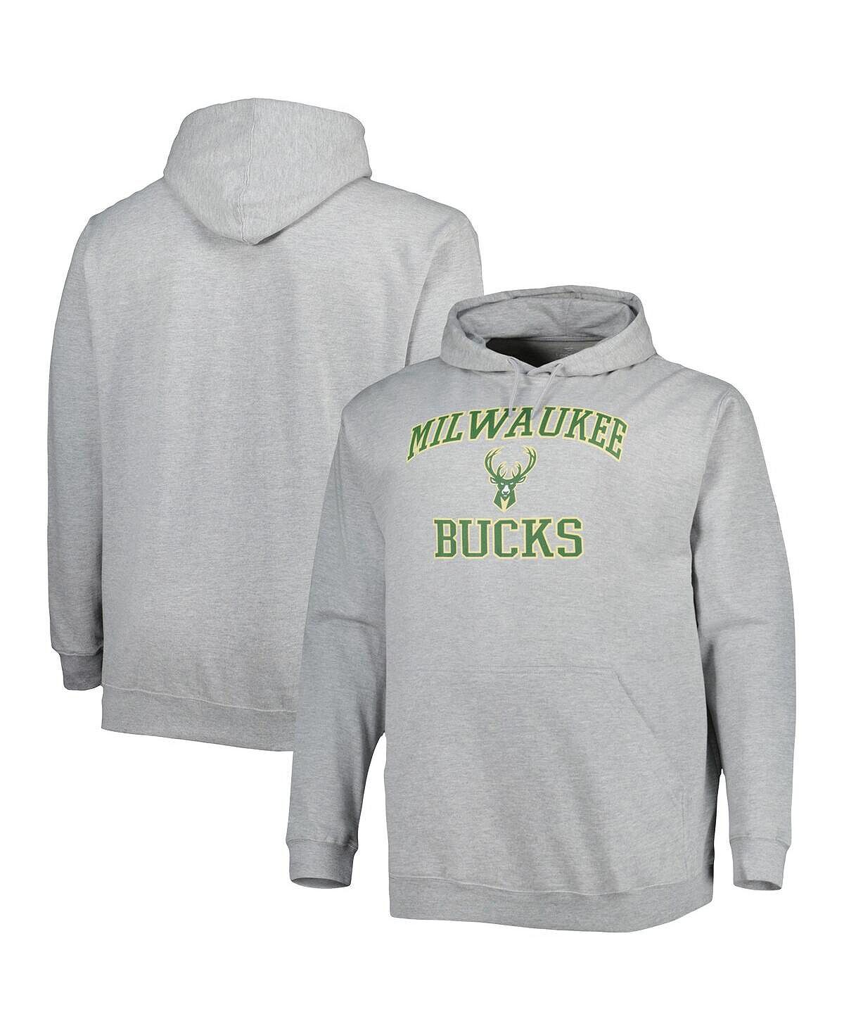

Мужская толстовка с капюшоном milwaukee bucks big and tall heart and soul в меланжевом сером цвете Profile, мульти