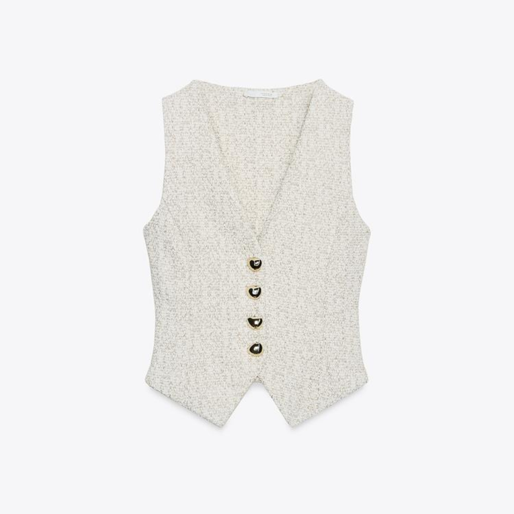 

Жилет Zara Structured With Buttons, светло-бежевый