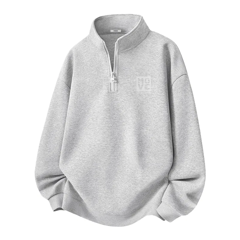Детский свитшот без гендера с воротником-стойкой MINISO, White Heather Gray