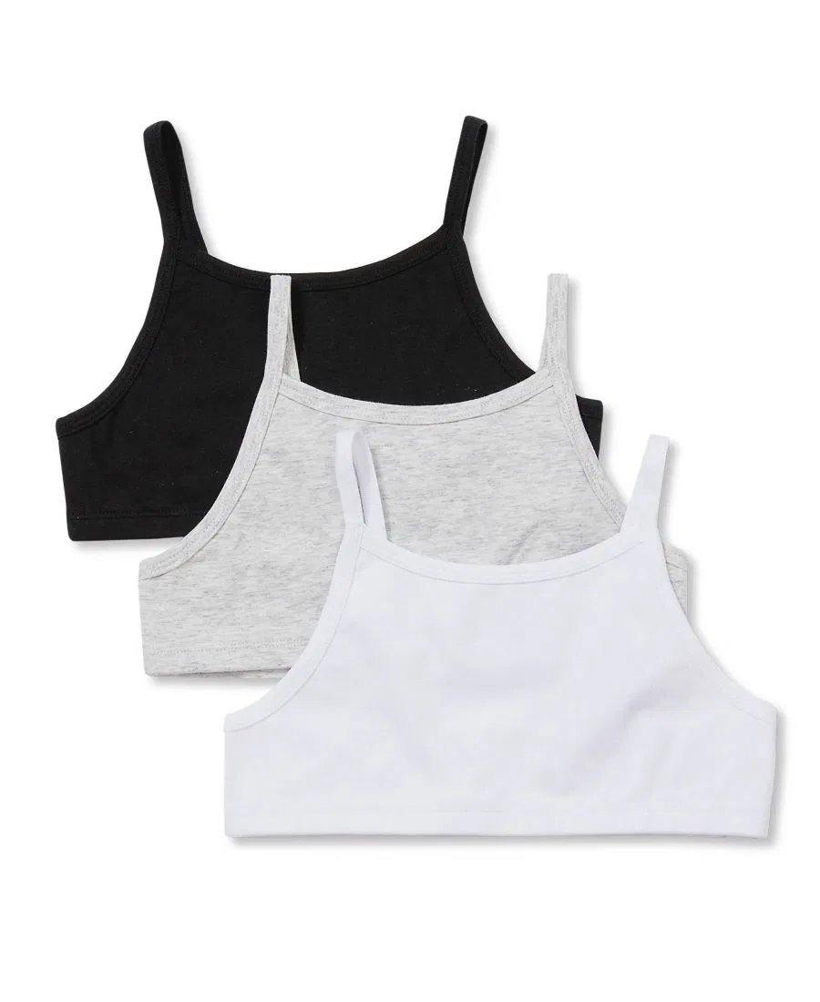 Комплект из 3 топов-бра детских мягкий Lands' End, White/Gray/Black