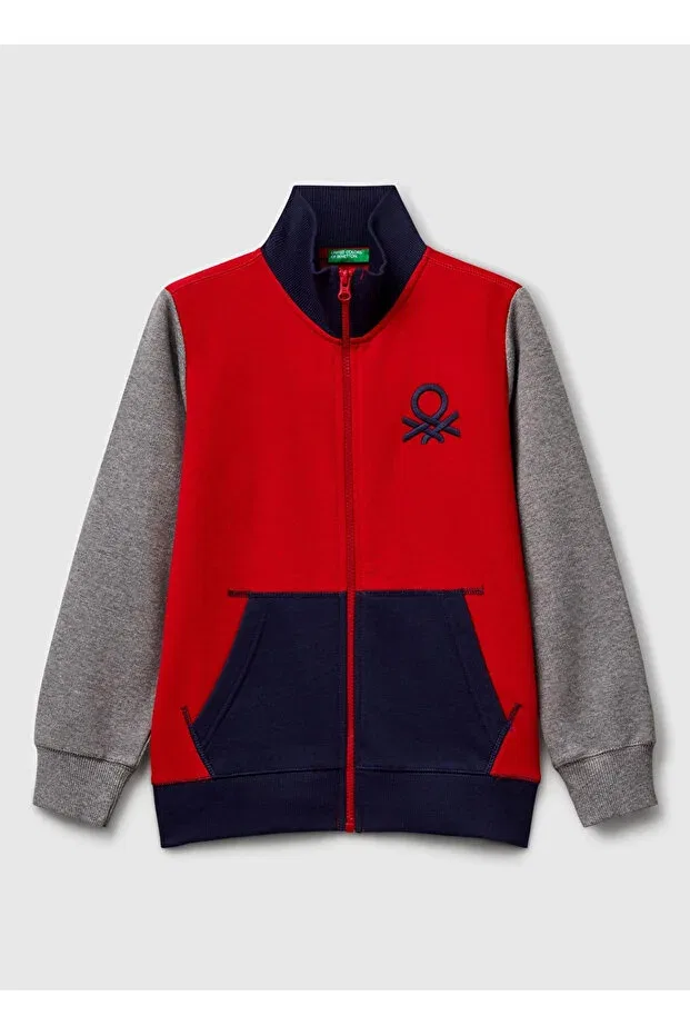 Детские свитшот для мальчиков с принтом Red - Gray United Colors Of Benetton, Red - Gray