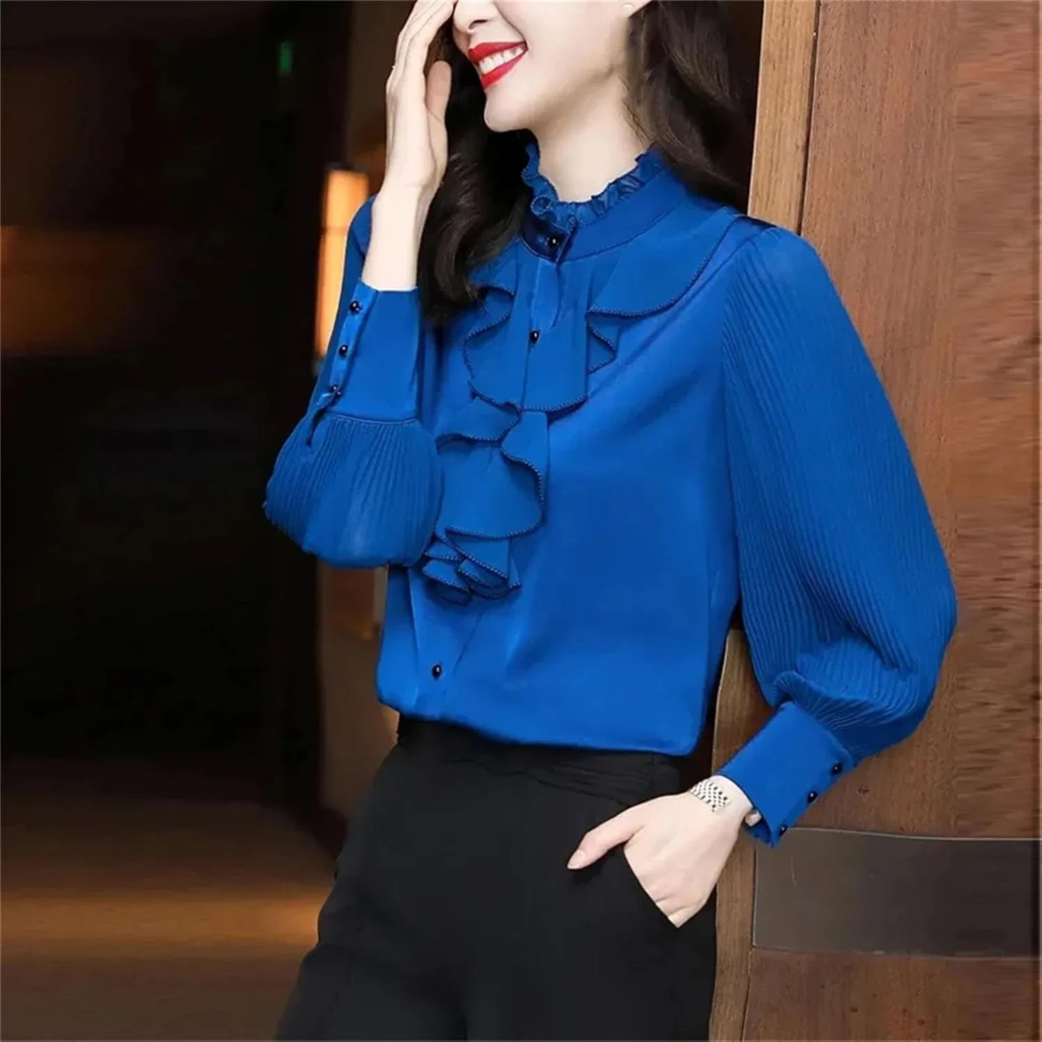 Женская блуза с длинным рукавом из шифона Royal Blue — фото 2