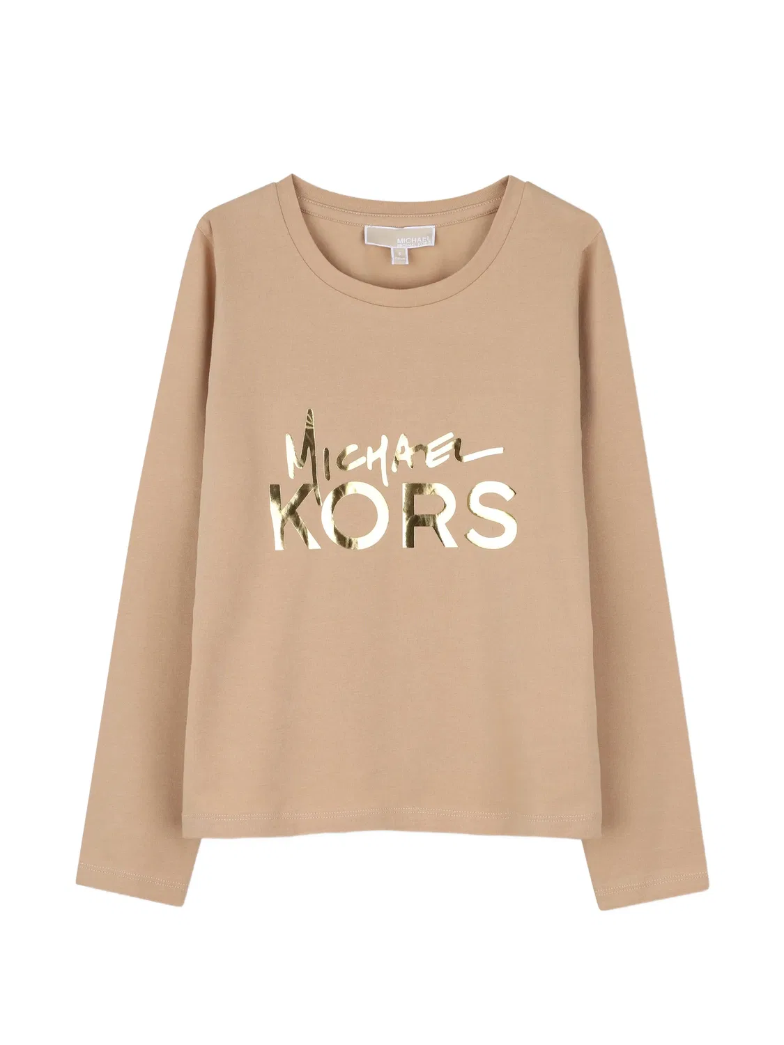 Футболка с длинными рукавами и логотипом Michael Kors Kids, нейтральные цвета