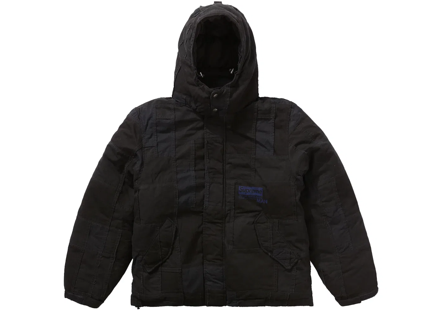 Мужская куртка-пуховик с пэчворком Supreme Junya Watanabe CdG Man, Black