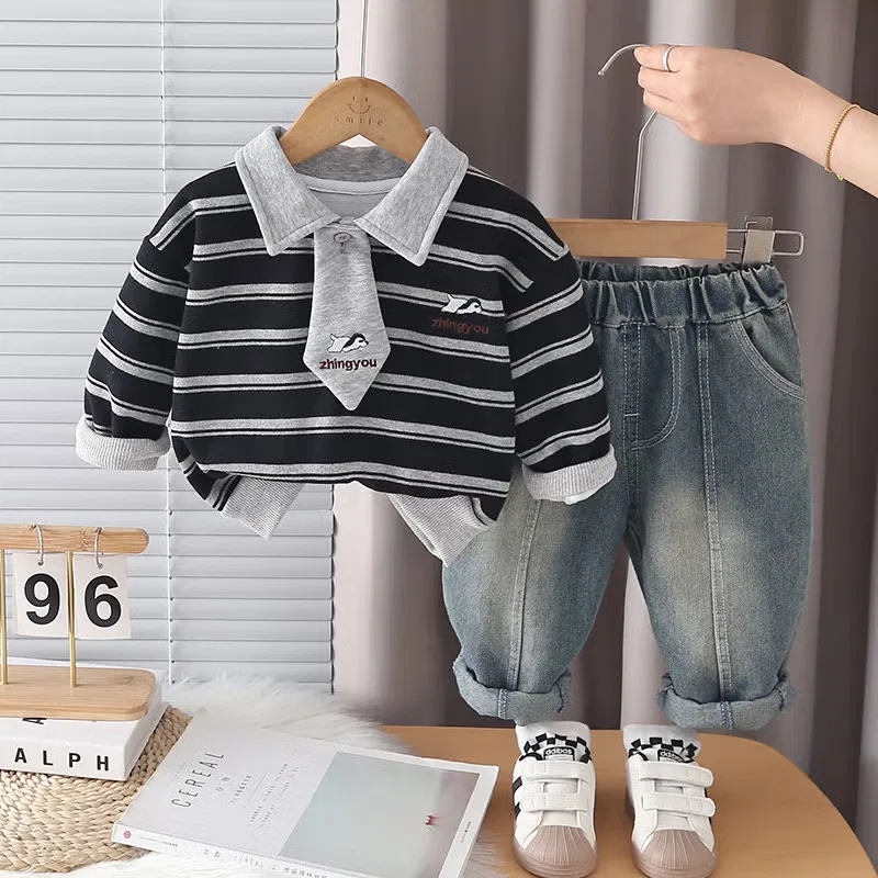Комплект детский с длинным рукавом 2 предмета 2 pcs 2-5years boys/girls pants suit Chicpoint, темно-синий