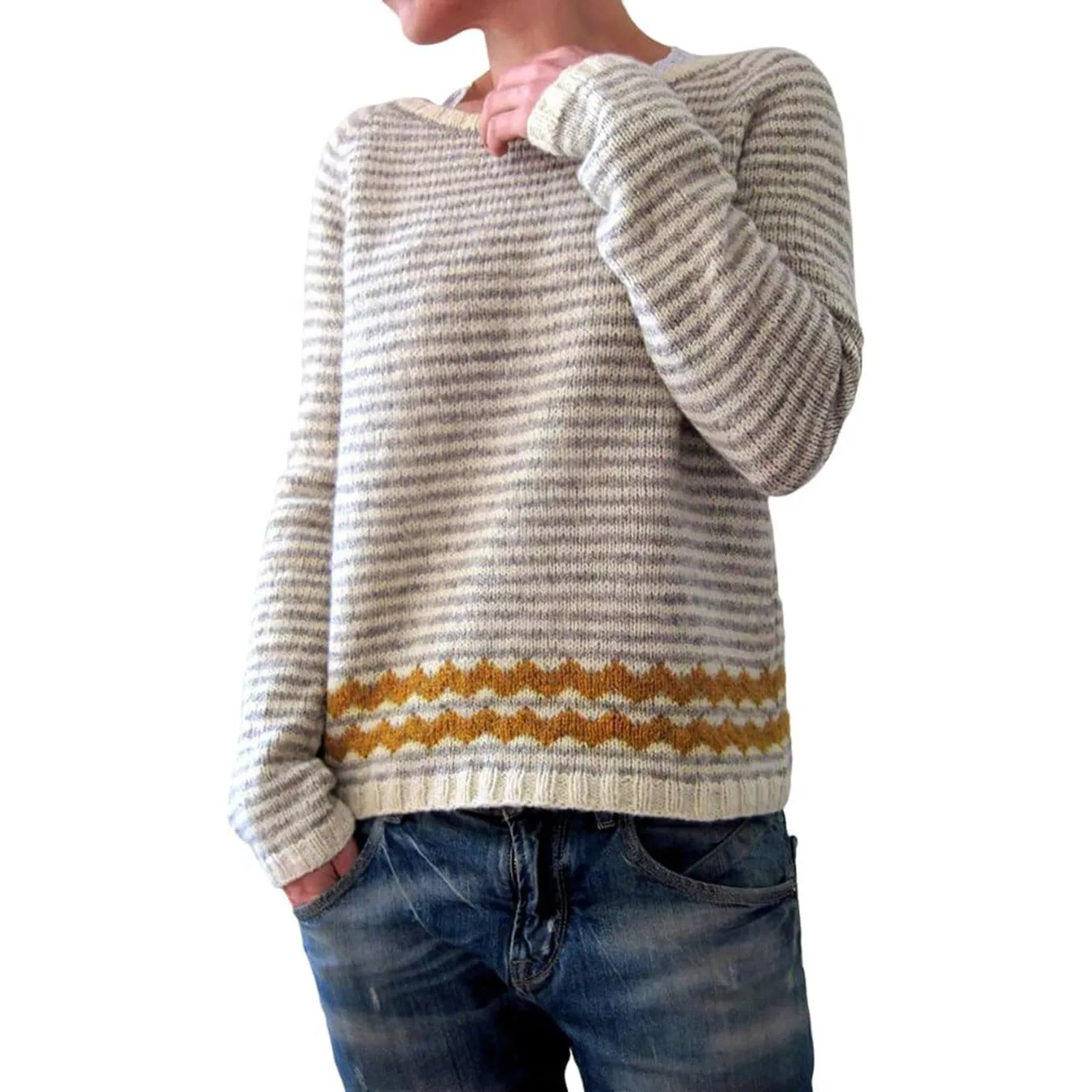 Женский свитер с принтом Fair Isle HUIFUAO, A08 Yellow