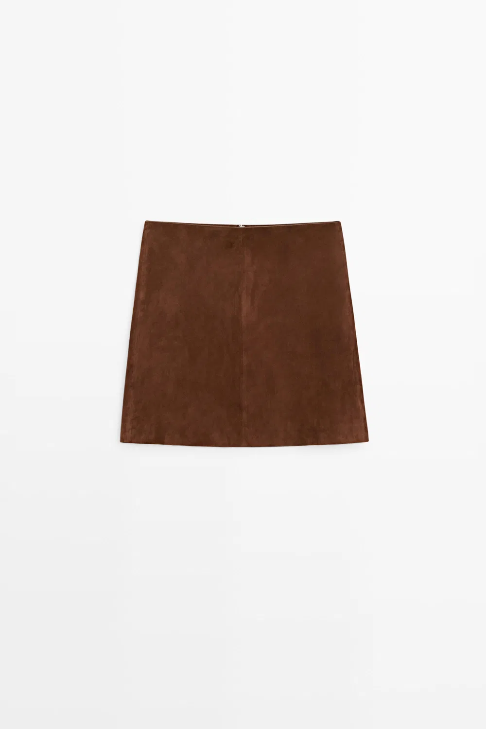 Мини-юбка Massimo Dutti, из замшевой кожи, коричневый — фото 2
