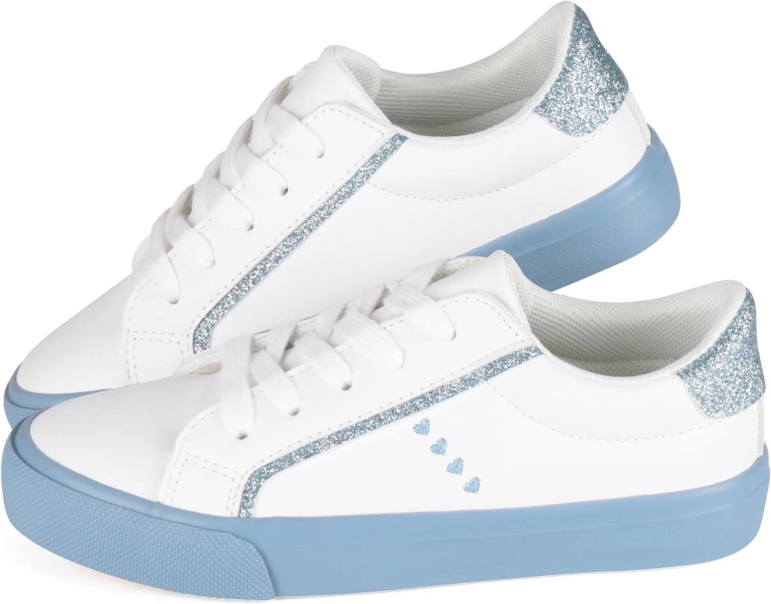 Детские кроссовки для девочек с блестками JUDIS, White/Blue