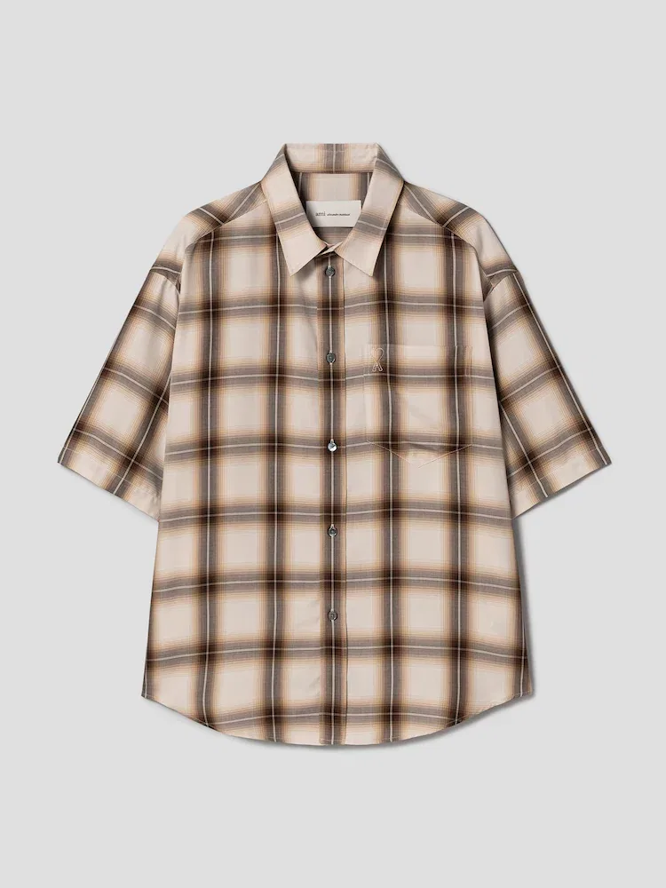 Рубашка с коротким рукавом Boxy Shirt AMI PARIS, Beige