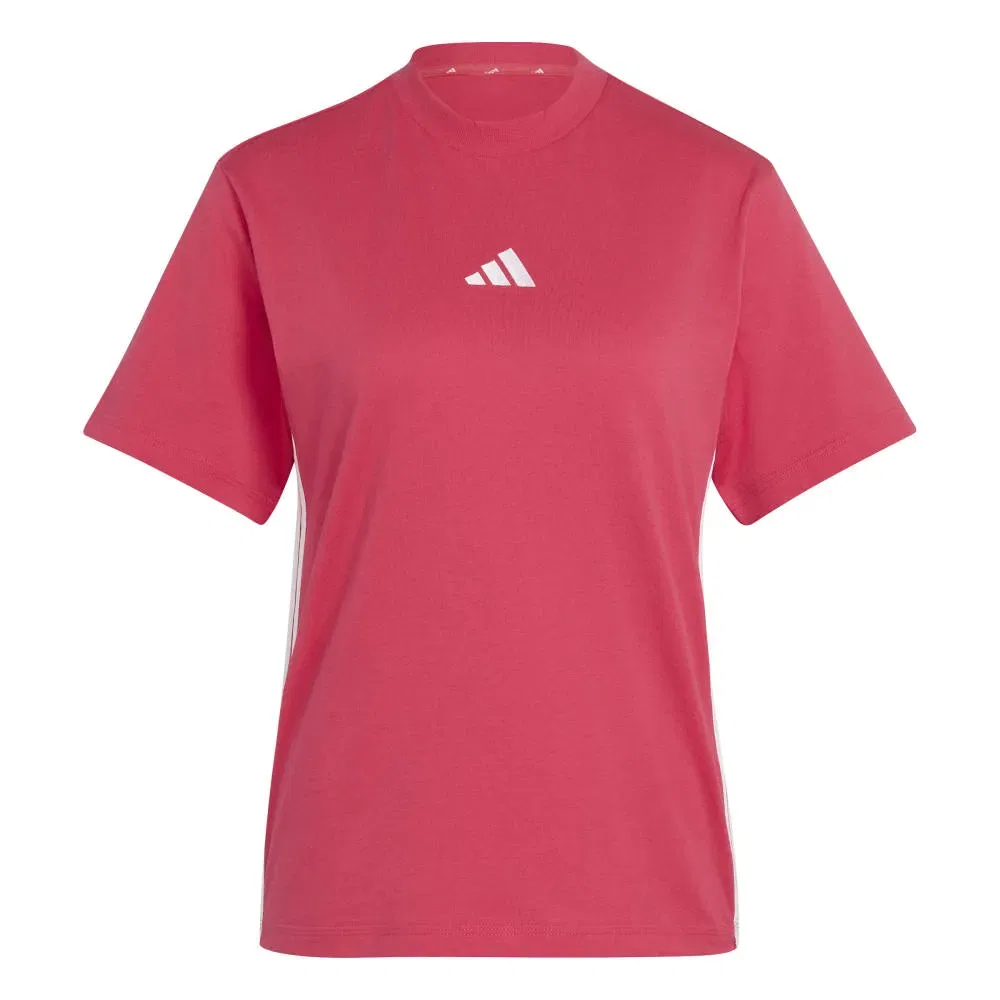 Футболка с коротким рукавом Adidas Essentials 3 Stripes Cotton, розовый — фото 3