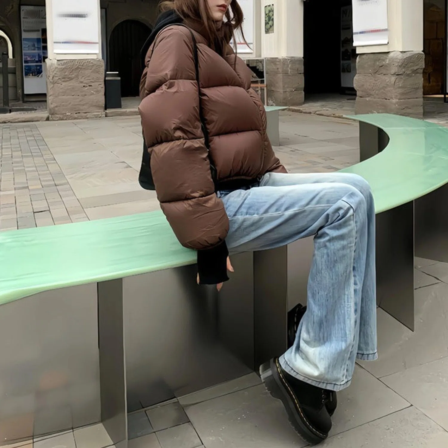 Женское зимнее короткое пальто с длинным рукавом, Caffè — фото 3