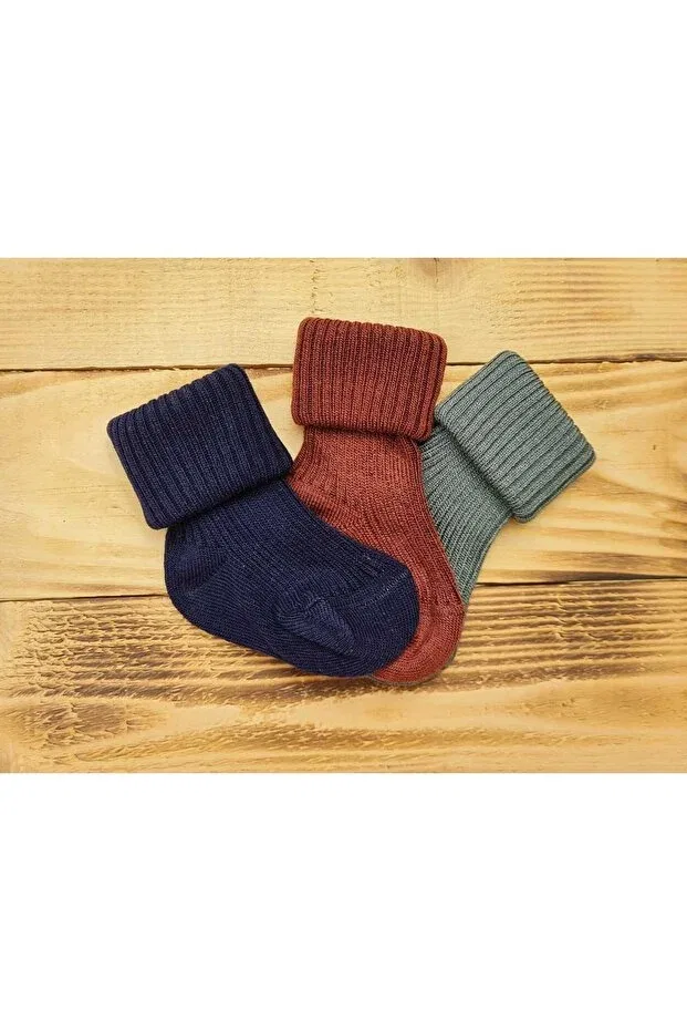 Детские носки для новорожденных хлопковые 3 пары Bebeğime Çorap, Navy-Black-Khaki