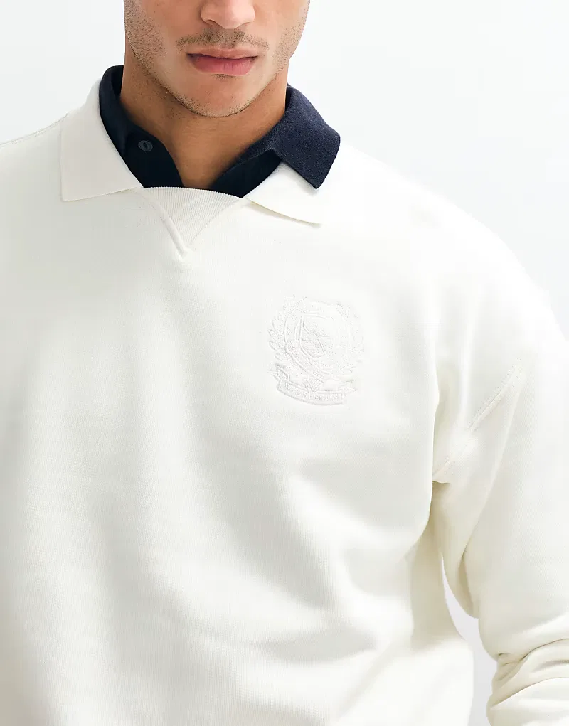 Толстовка Polo Ralph Lauren Wimbledon с вышитым логотипом на спине и воротником, белый — фото 4