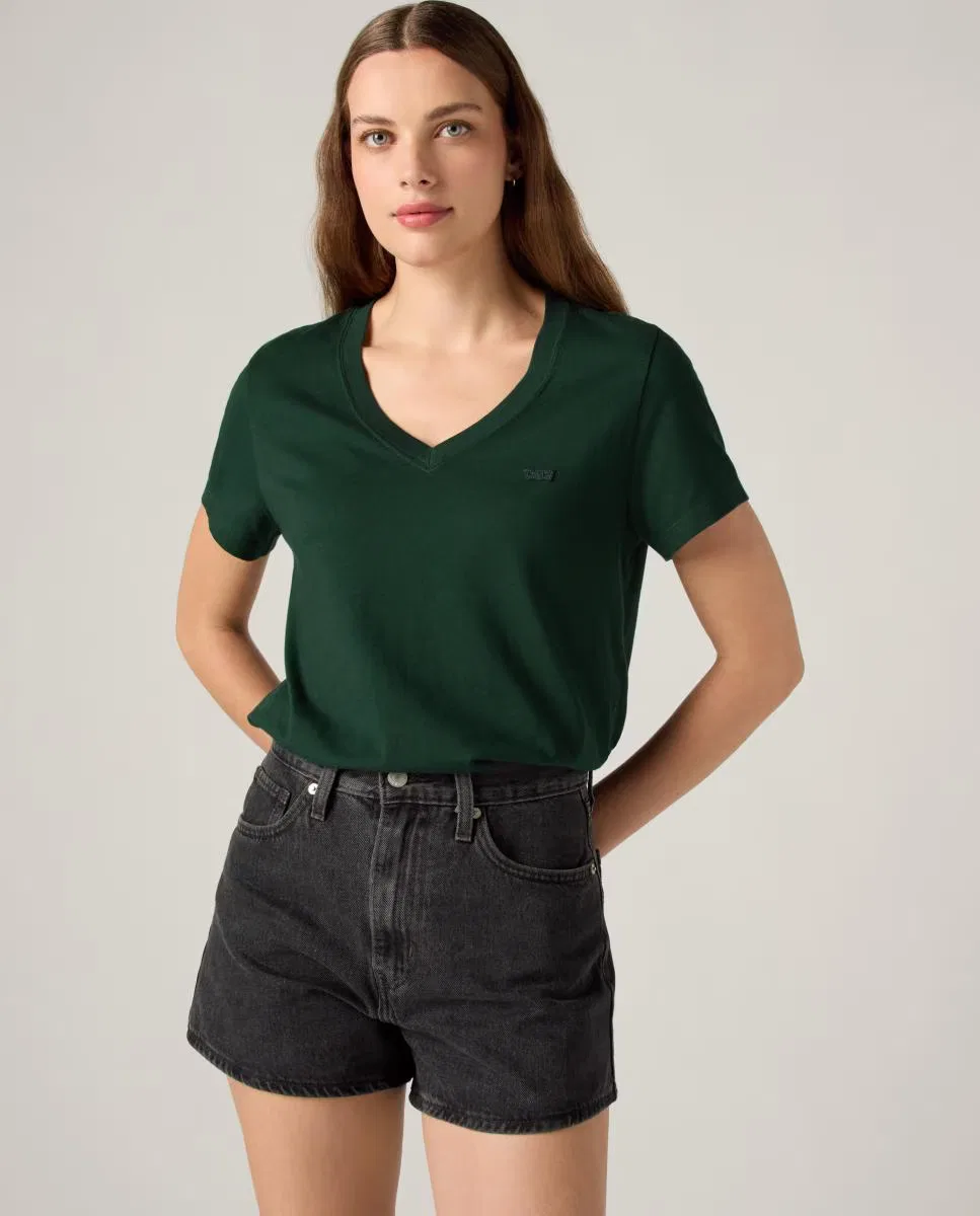 Женская футболка с коротким рукавом, Cuello Pico, Levi's, темно-зеленый — фото 4