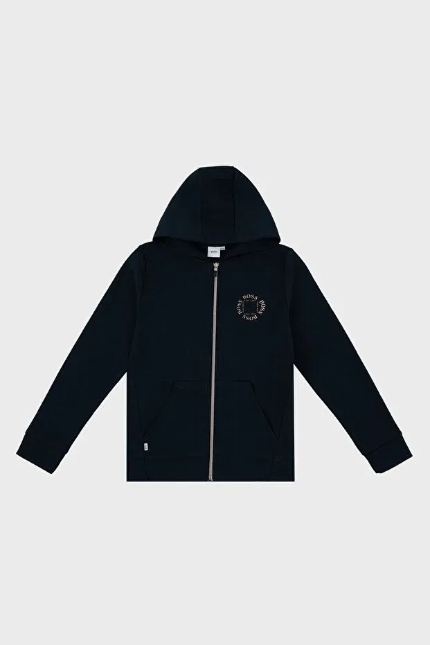 Детская толстовка с капюшоном на молнии Hugo Boss, Navy Blue