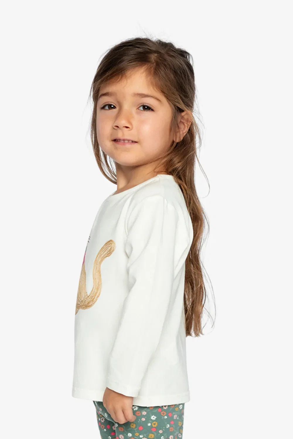 Детская футболка с длинным рукавом с вышивкой Deux par Deux, Off-White — фото 4