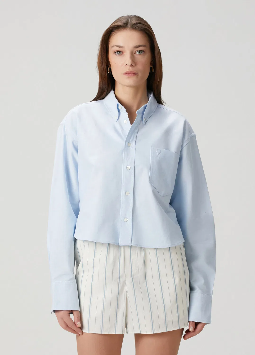 Блуза Oxford Oversized Ami Paris, light blue