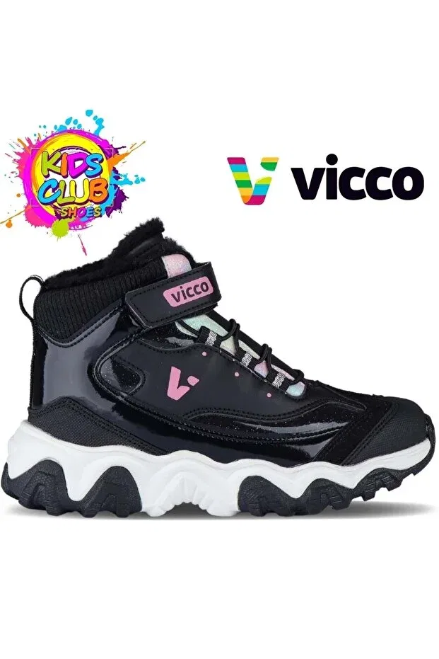 Детские ботинки для девочек с коротким каблуком Vicco, Black