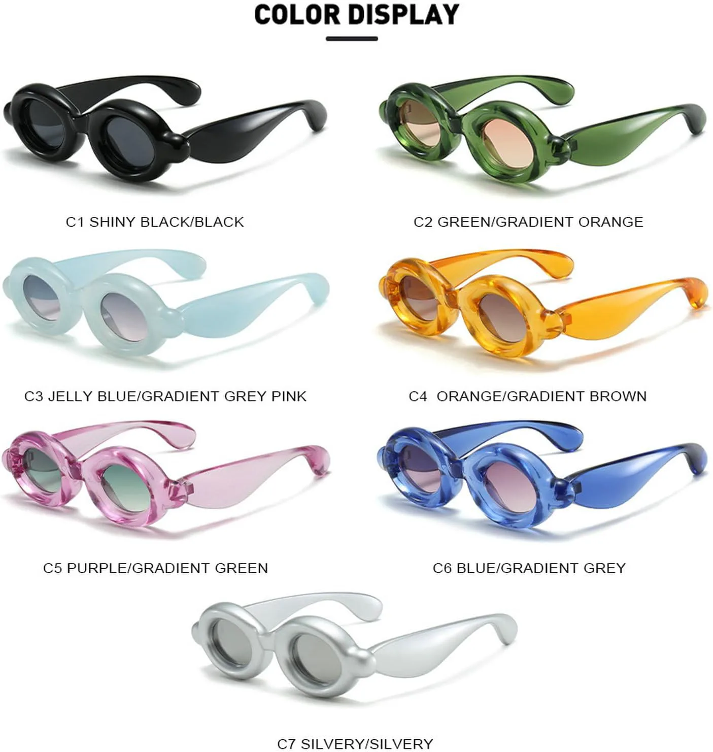 

Ретро овальные солнцезащитные очки для женщин, круглые солнцезащитные очки в модном стиле 90-х с защитой от УФ-излучения UV400, очки для активного отдыха mincl, C6