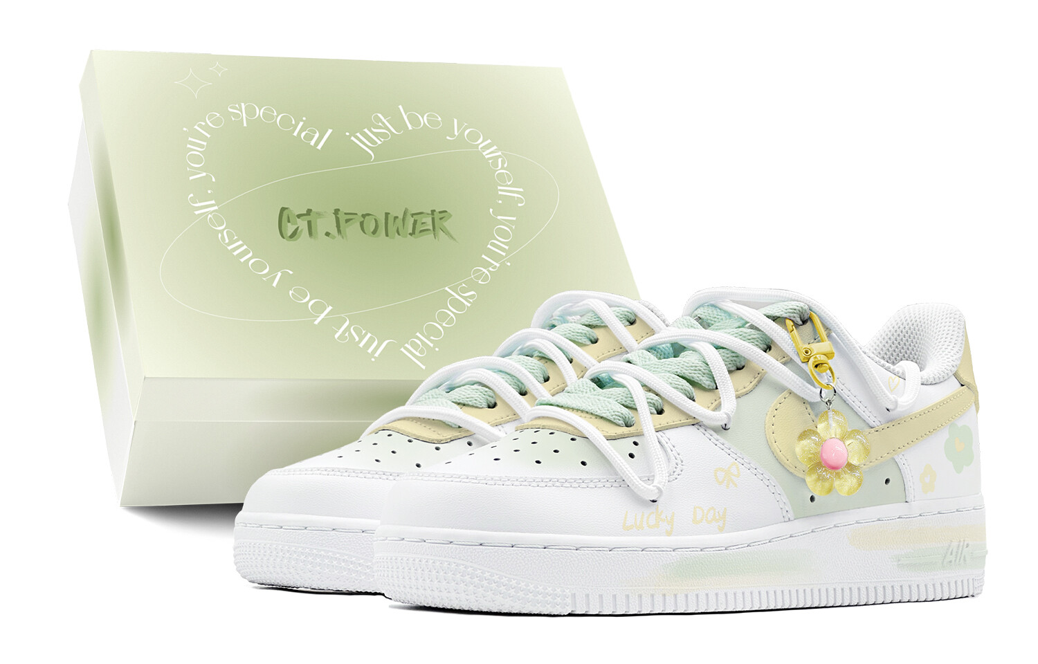 

Кроссовки Nike Air Force 1 Skateboard Shoes Women's Low-Top White/Green, зеленый